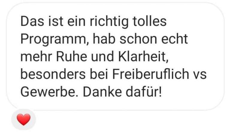 Kundenstimme 2 Kurs Steuer-DNA. Screenshot einer Nachricht auf Instagram.