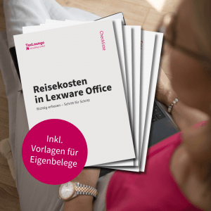 Produktbild Reisekosten richtig Erfassen in Lexware Office. Mockup vom PDF-Leitfaden.