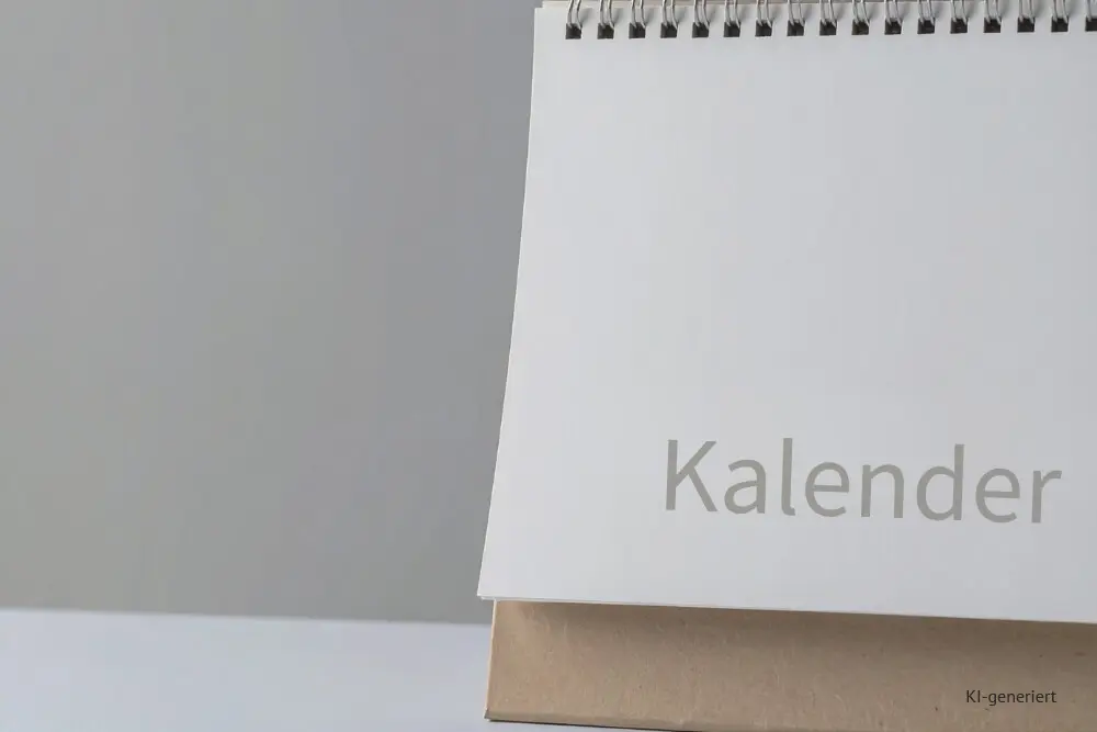 Headerbild Steuerglossar Zu- und Abflussprinzip. Ein Kalender steht auf einem Tisch.