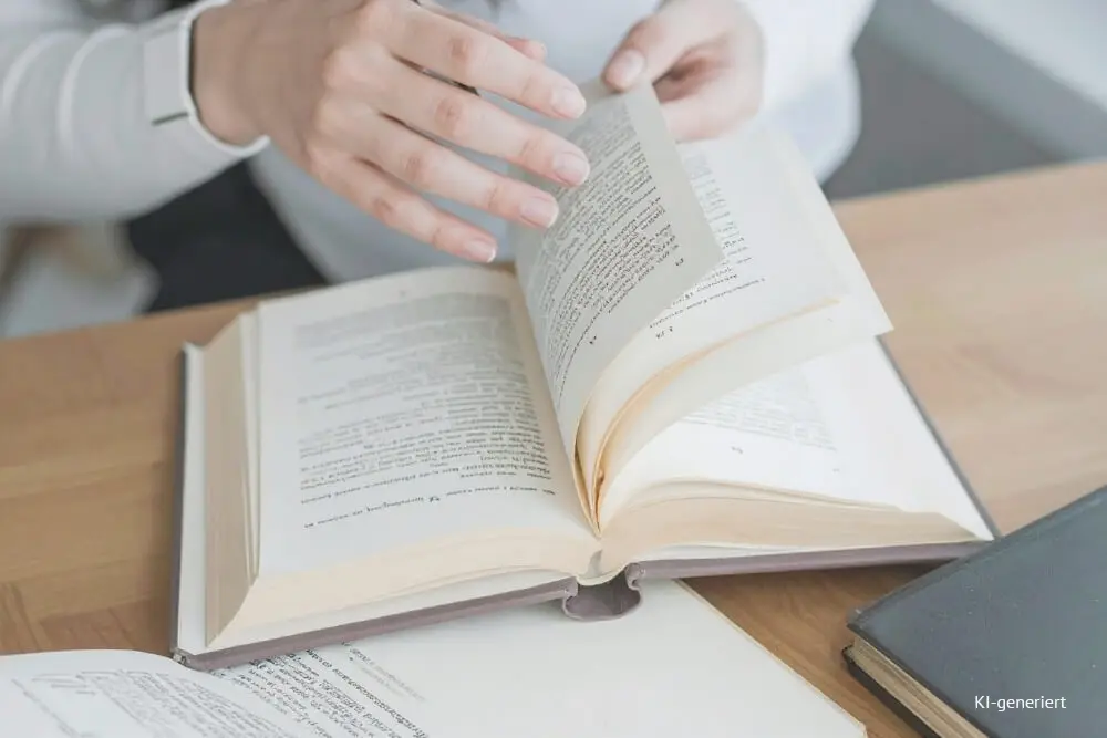 Headerbild Steuerglossar. Frau schlägt in einem Glossar nach.