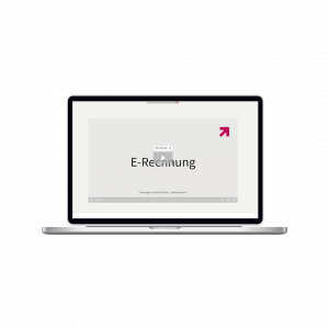 Lexware Office Lotse Mockup E-Rechnung. Laptop mit Modultitelbild.