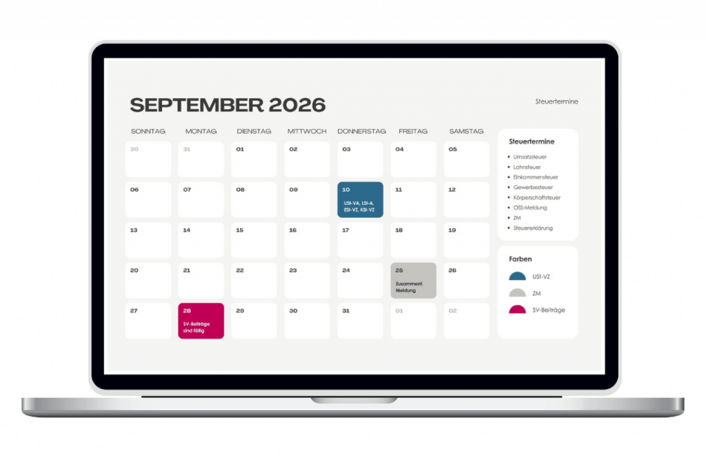 Steuerkalender 2026 Mockup Laptop